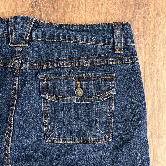 Kikit Denim Boyfriend Dark Wash Button Flap Square Pocket Sailor Shorts Sz 14 - Picture 9 of 9